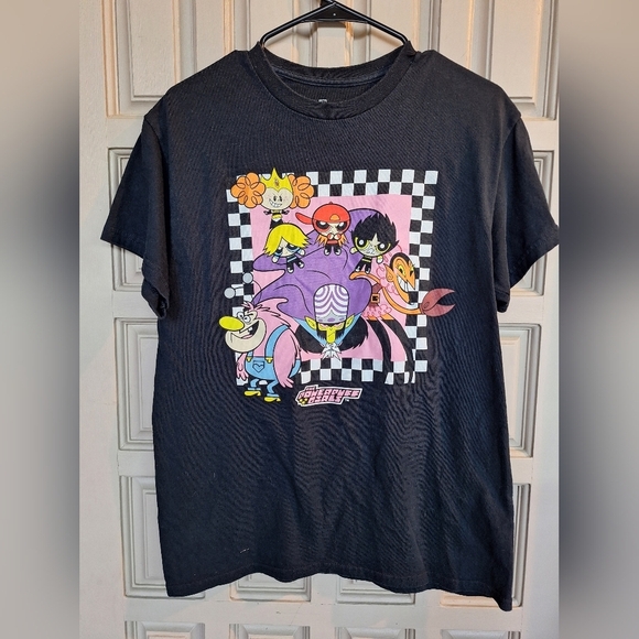 PowerPuff Girls Tee SzM Black Power Puff Characters Short Sleeves Machine Wash - Picture 1 of 9